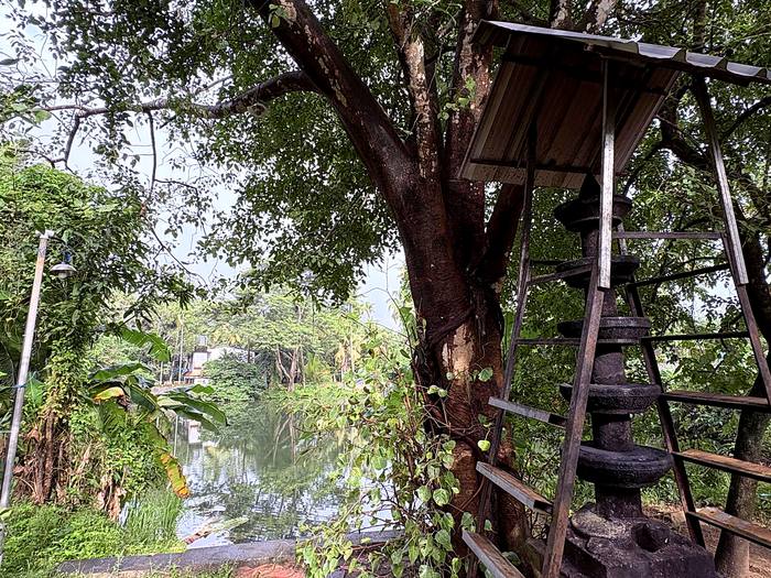 ക്ഷേത്രക്കുളവും ദീപസ്തംഭവും
